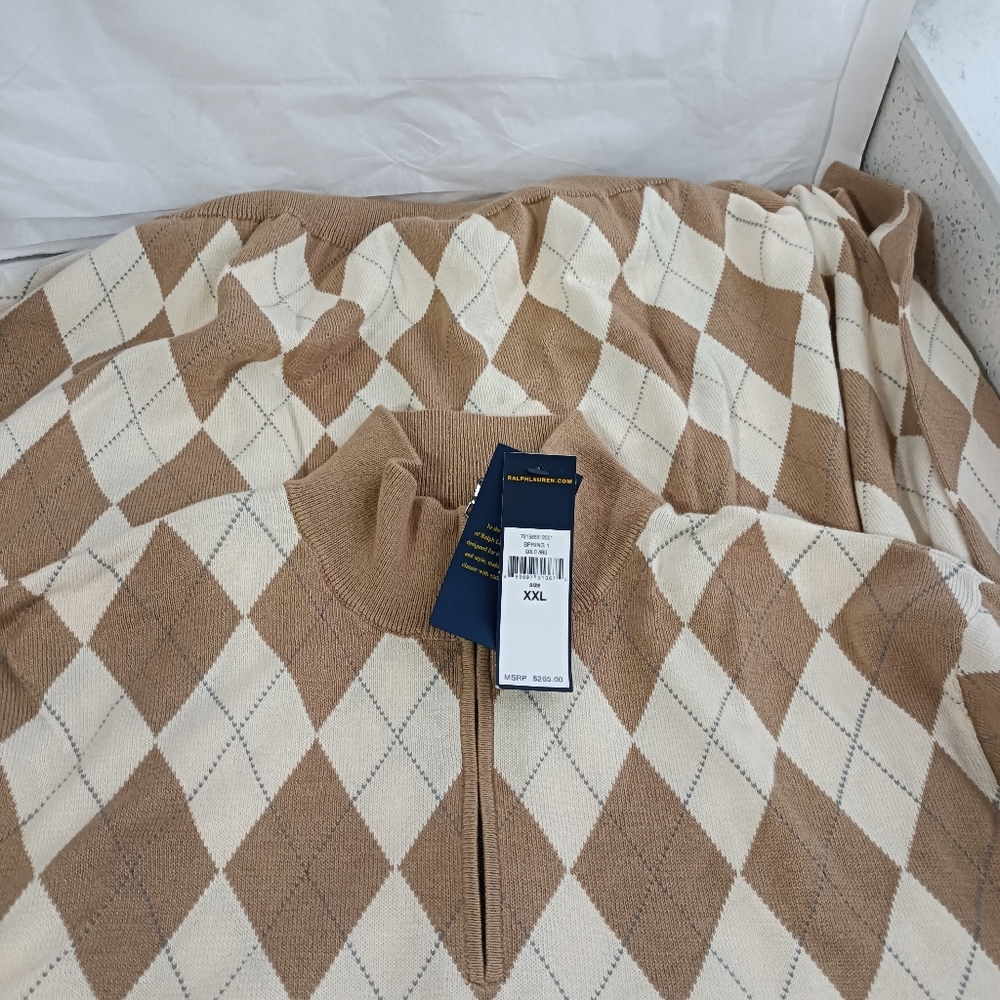 Polo Golf Ralph Lauren argyle all over design men XXL cotton sweater